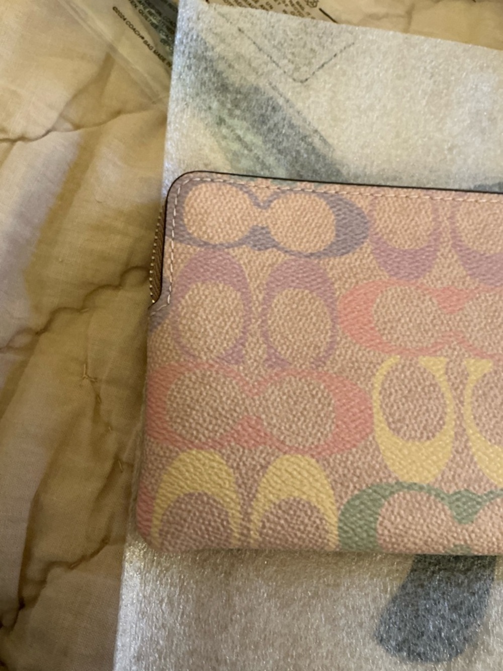 Coach Pastel Rainbow Corner Zip Wristlet - Picture 3 of 8